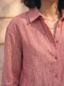 Dusty Rose Classic Button-Down Shirt with cuff sleeve