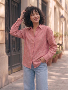 Dusty Rose Classic Button-Down Shirt with cuff sleeve