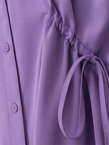 Lavender Crepe Oversized Drawstring Waist Longline Shirt